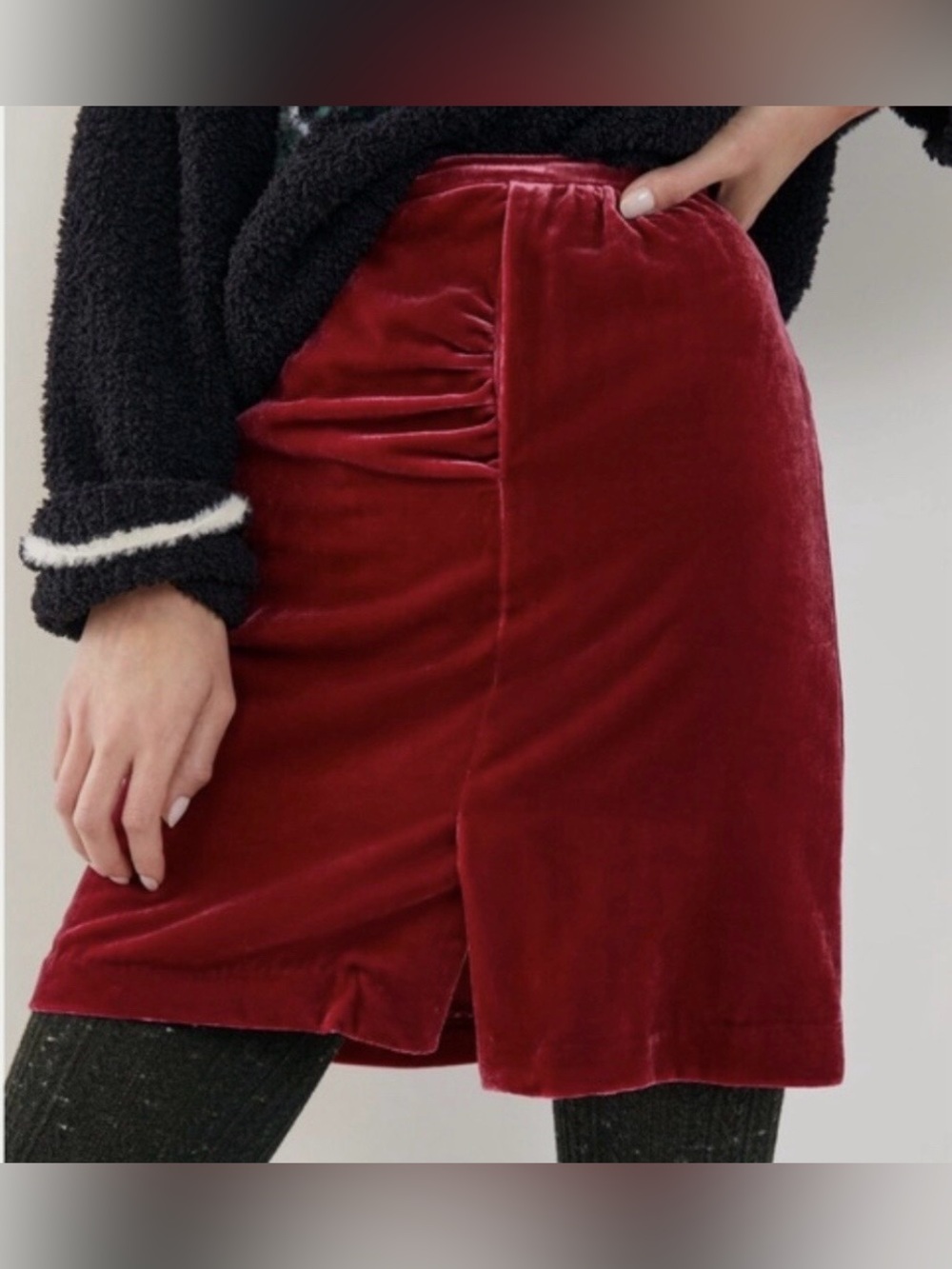 NWT Anthropologie Montie Connie Velvet Mini Skirt Red Raspberry Size 4
